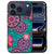 Groene en roze cirkels met vlinders op de achterkant van het iPhone 18 Pro hoesje Cirkels en Vlinders