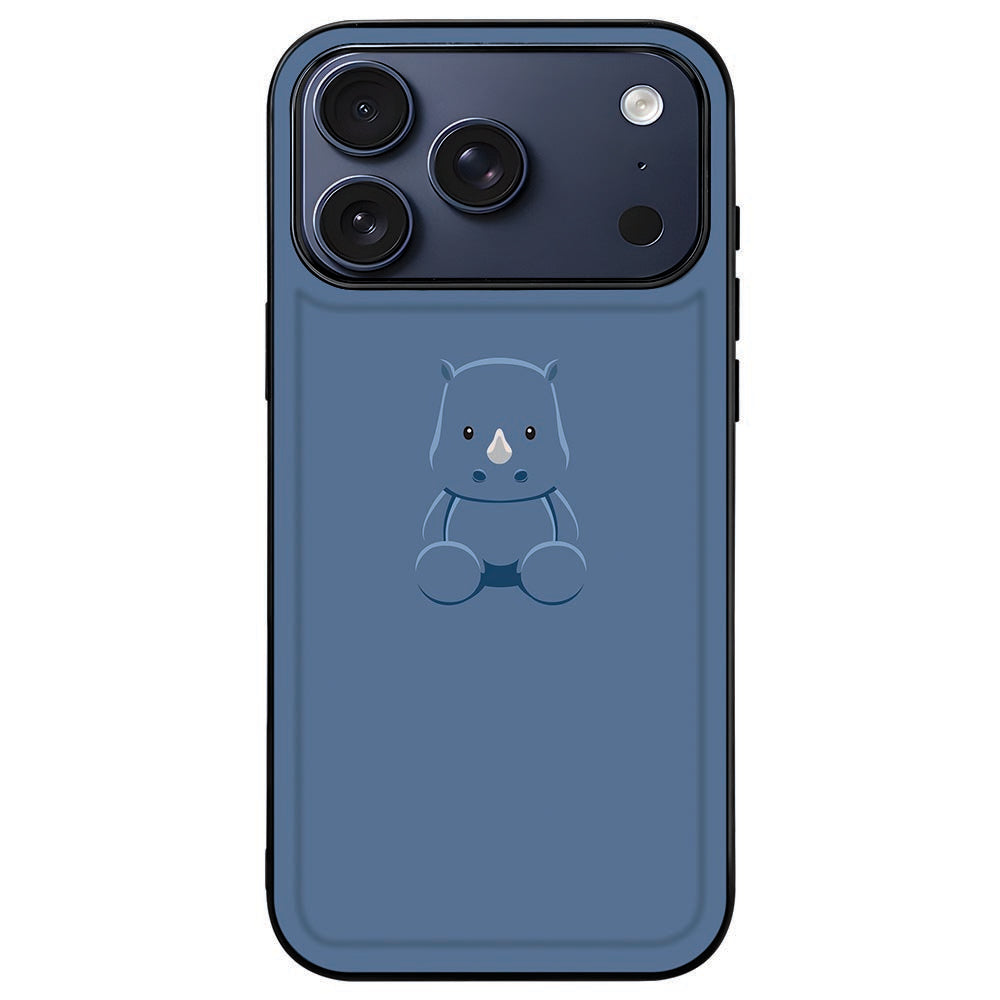 iPhone 18 Pro in het Baby Rhino hoesje, camera-eiland verzonken achter de zwarte rand
