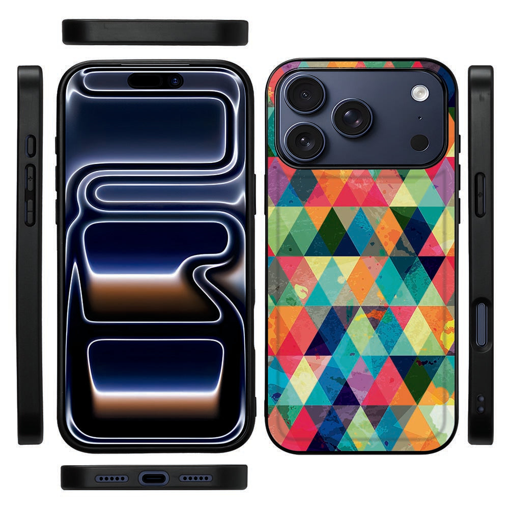 Zwarte rand van het Geruit hoesje voor de iPhone 18 Pro, gezien vanaf de zijkant