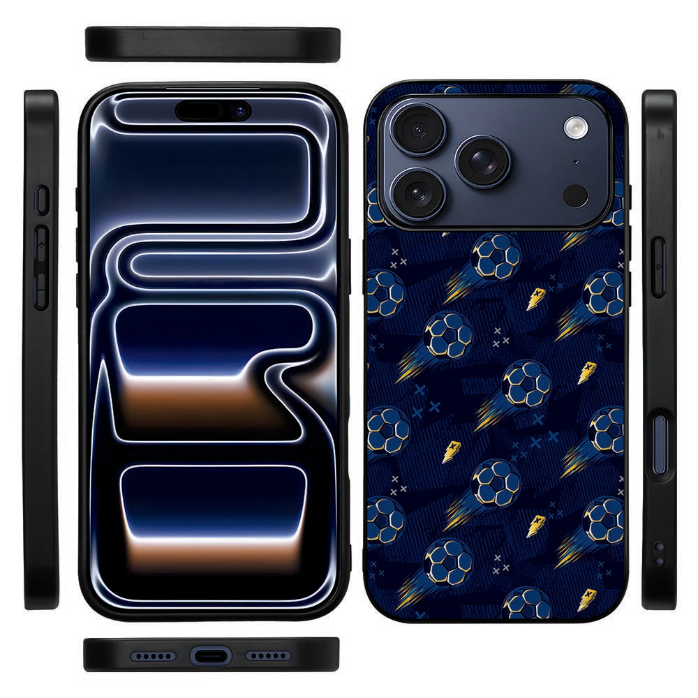 Zwarte TPU-rand van de Voetbal back cover voor iPhone 18 Pro, gezien vanaf de zijkant