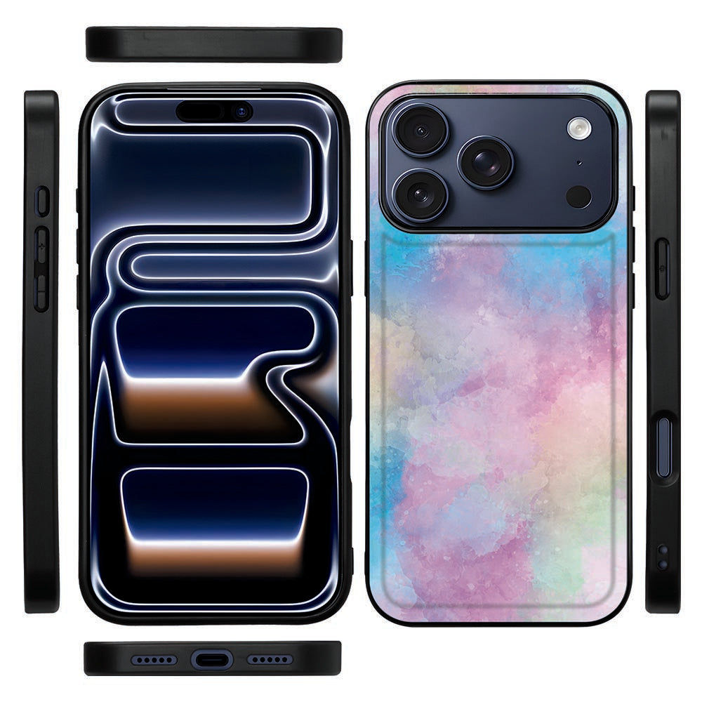 Zijkant van de Watercolor Light back cover voor de iPhone 18 Pro met zwarte TPU-rand