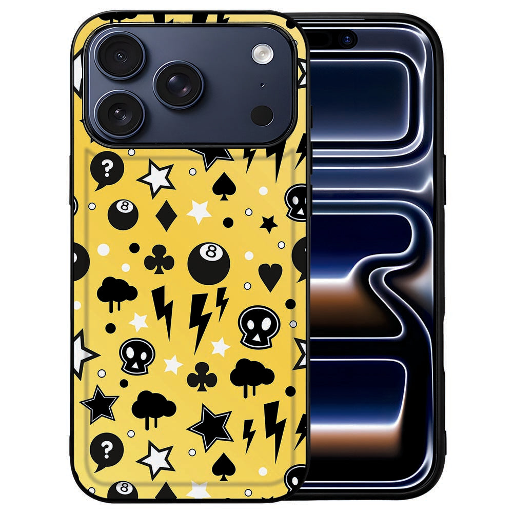 Felgele punkprint met gekleurde accenten op de iPhone 18 Pro back cover Punk Yellow