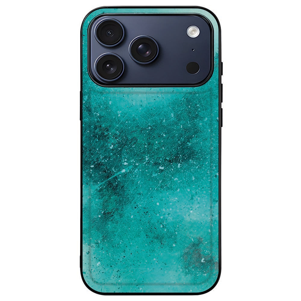 iPhone 18 Pro met Painting Blue hoesje erom, aquarelprint rond het camera-eiland