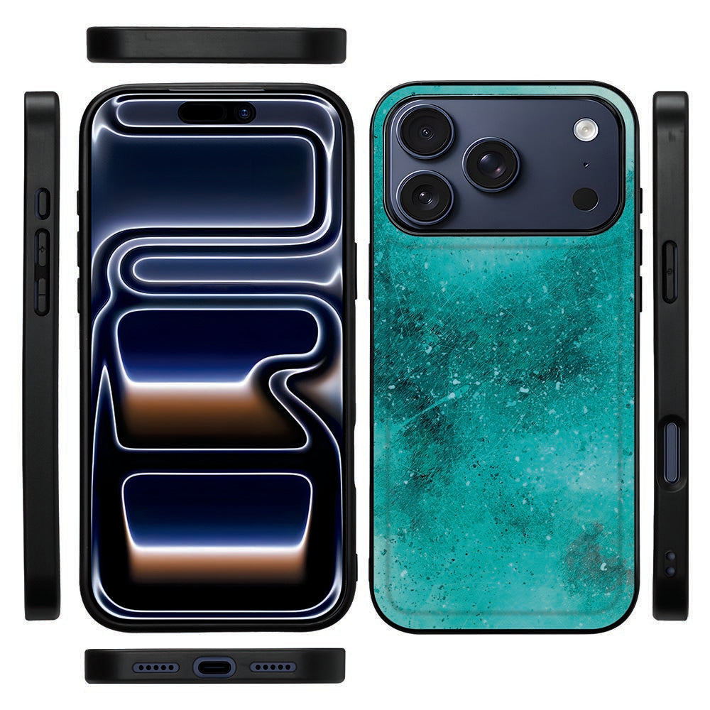 Zwarte TPU-rand van de Painting Blue backcover voor iPhone 18 Pro vanaf de zijkant