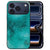 Painting Blue iPhone 18 Pro backcover met blauwe verfstreken op de kunstleren achterkant
