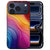 Regenboogprint met rode en oranje banen op de achterkant van het iPhone 18 Pro hoesje Regenboog