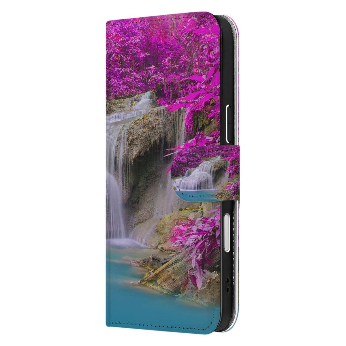 Zijkant van het iPhone 18 Pro Bookcase hoesje Waterval met sluitlip