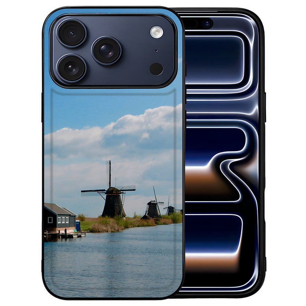 Apple iPhone 17 Pro hoesje ontwerpen met foto Custom back cover windmolens water vooraanzicht