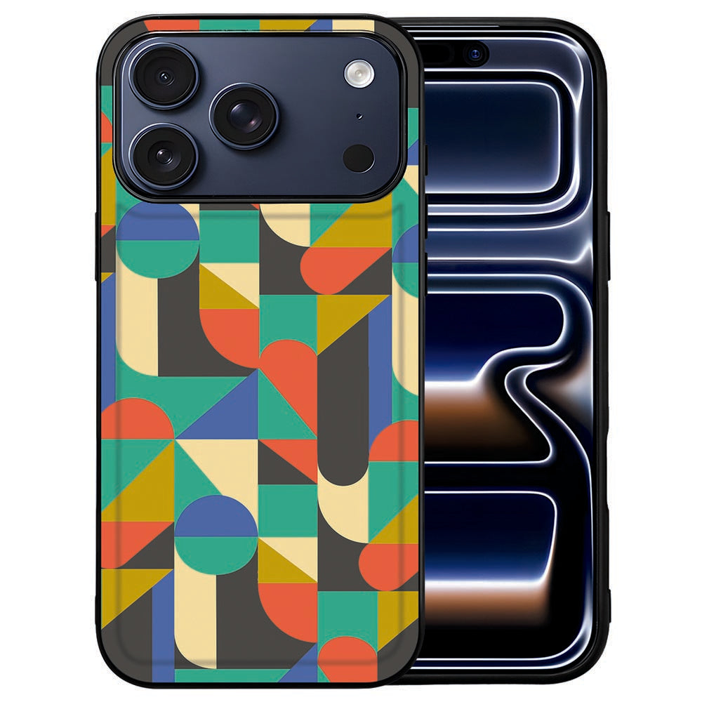 Golvend Funky Retro patroon in warme kleuren op de achterkant van het iPhone 18 Pro hoesje