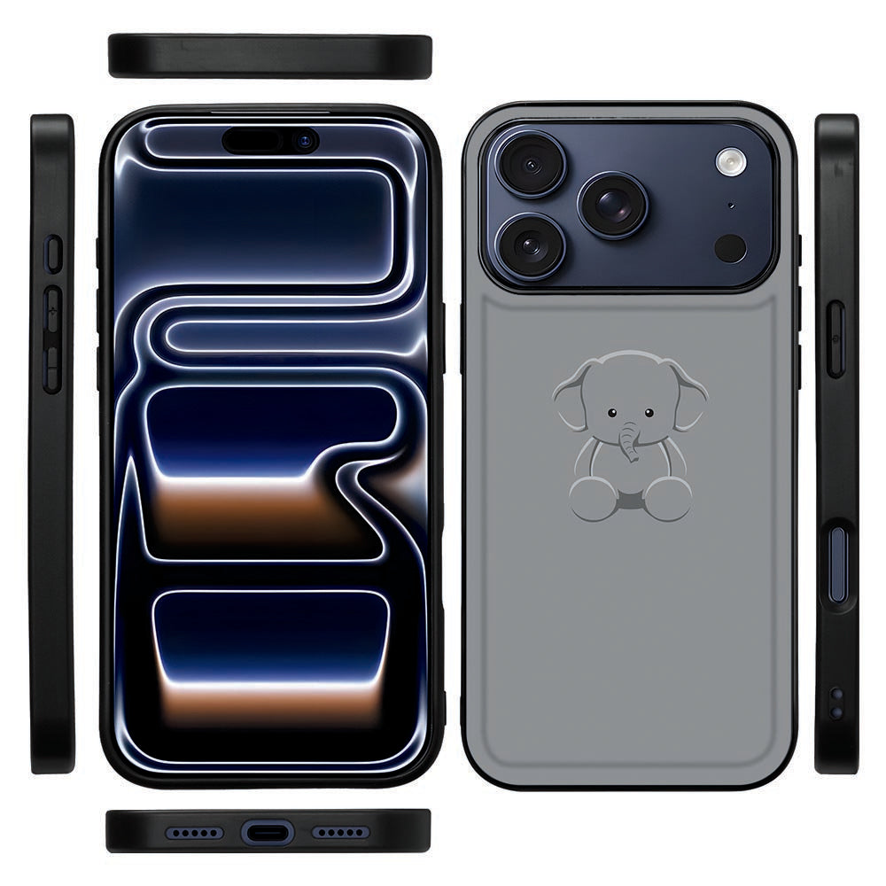 Zijkant van het Baby Olifant hoesje voor iPhone 18 Pro met de zwarte flexibele rand