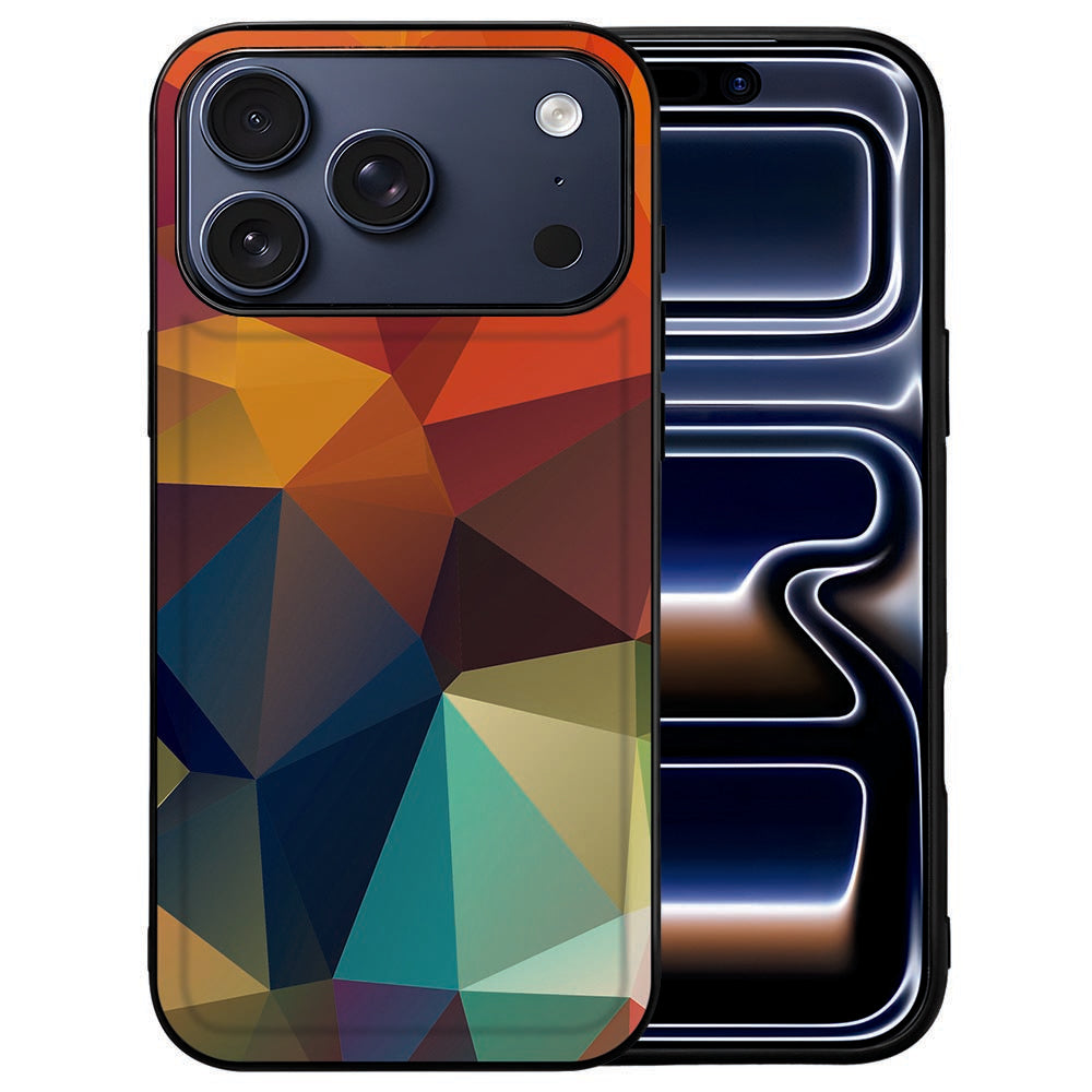 Kleurige veelhoeken op de achterkant van het iPhone 18 Pro hoesje Polygon Color
