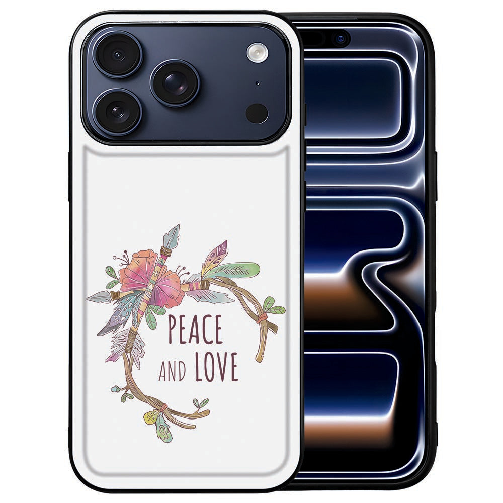 Boho Tekst iPhone 18 Pro hoesje met zwarte handlettering op kunstleren achterkant