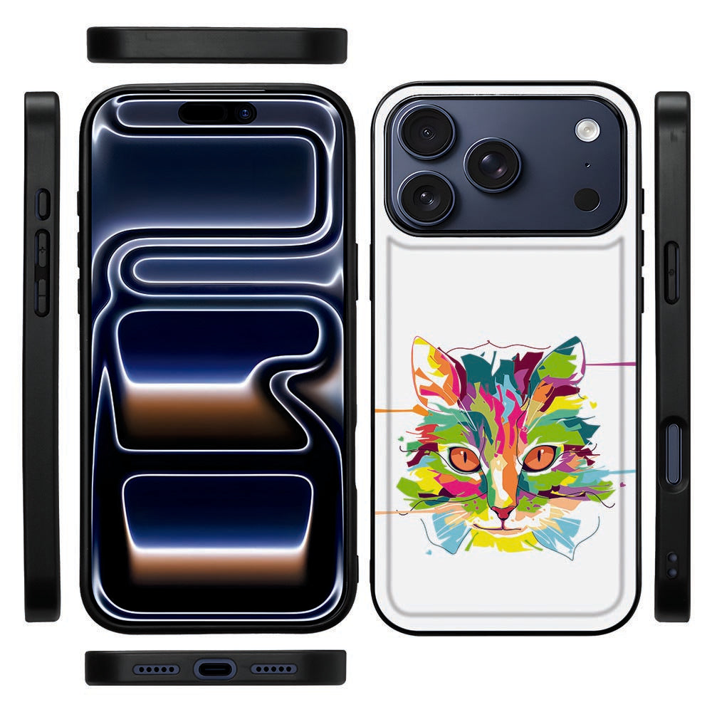 Zijaanzicht van het Cat Color hoesje voor de iPhone 18 Pro met gedekte zwarte TPU-rand