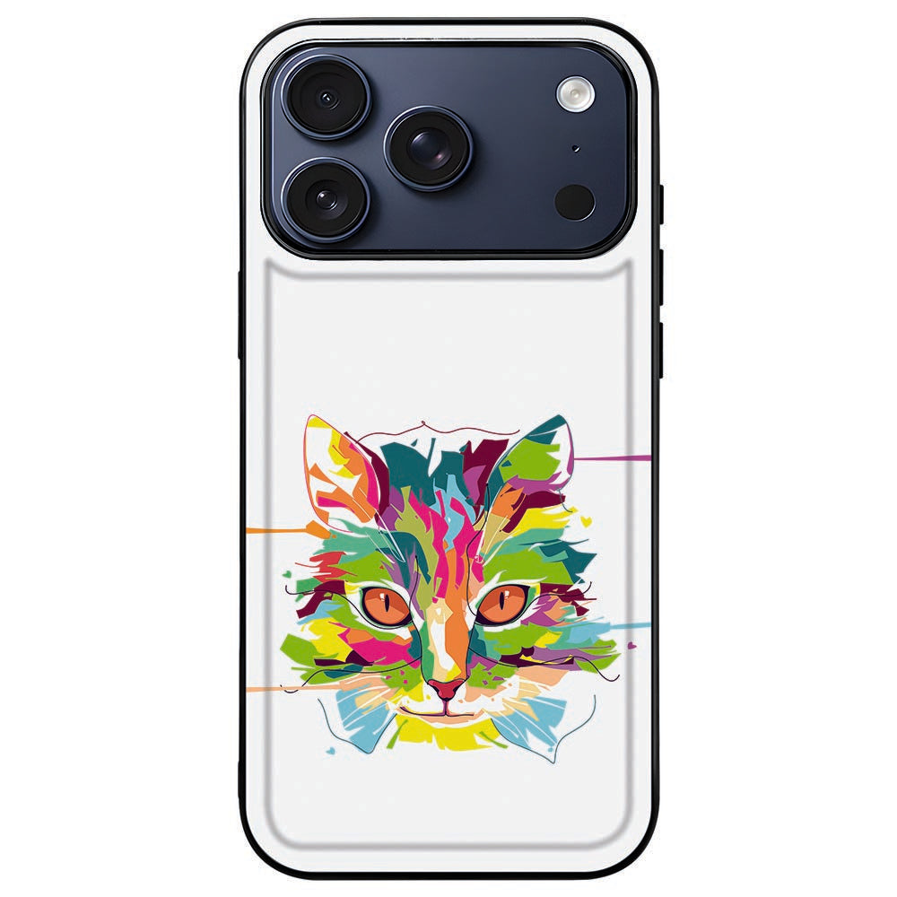 iPhone 18 Pro met de Cat Color back cover erom, zwarte print en zwarte rand lopen in elkaar over