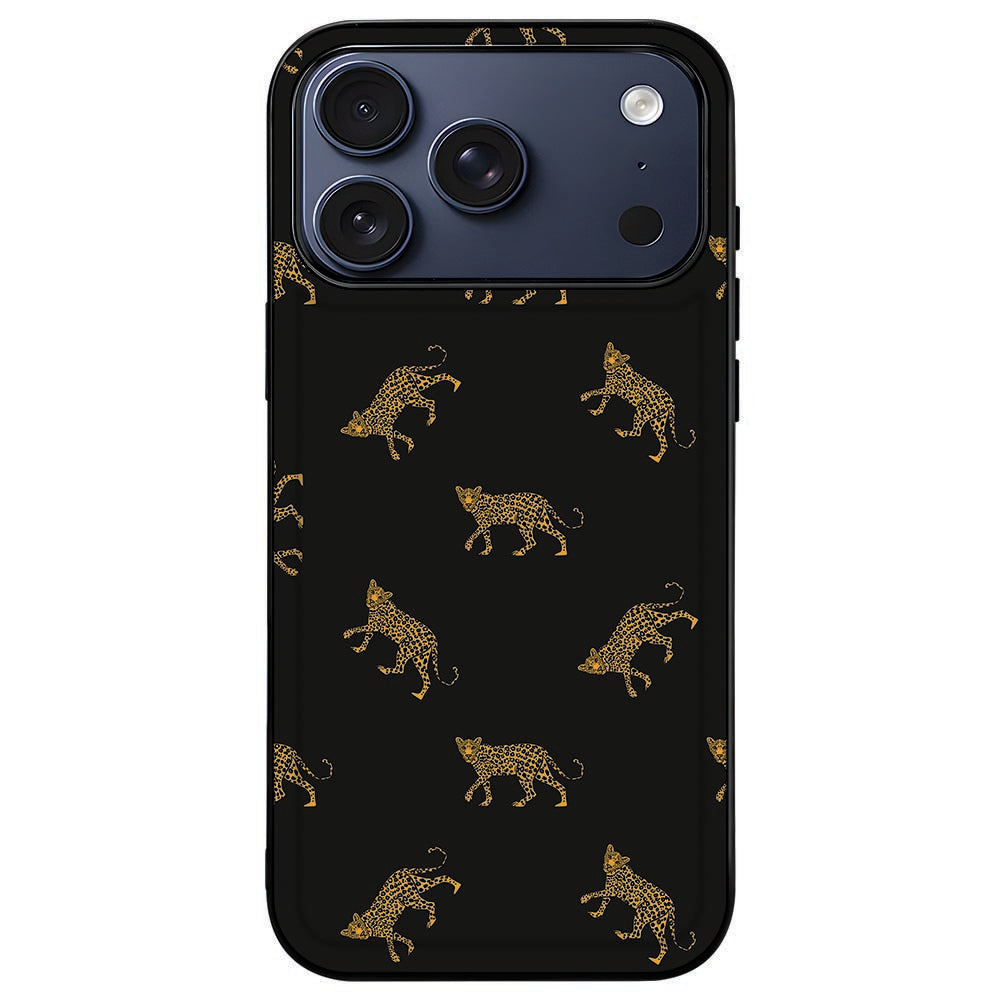 iPhone 18 Pro in het Leopards hoesje met zwarte rand, camera-eiland open