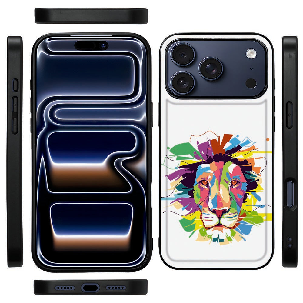 iPhone 18 Pro Max hoesje Lion Color van opzij, smalle zwarte TPU-rand langs de zijkant