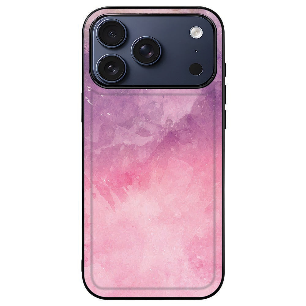 Pink Purple Paint hoesje om een iPhone 18 Pro Max, zwarte rand als kader rond de aquarel