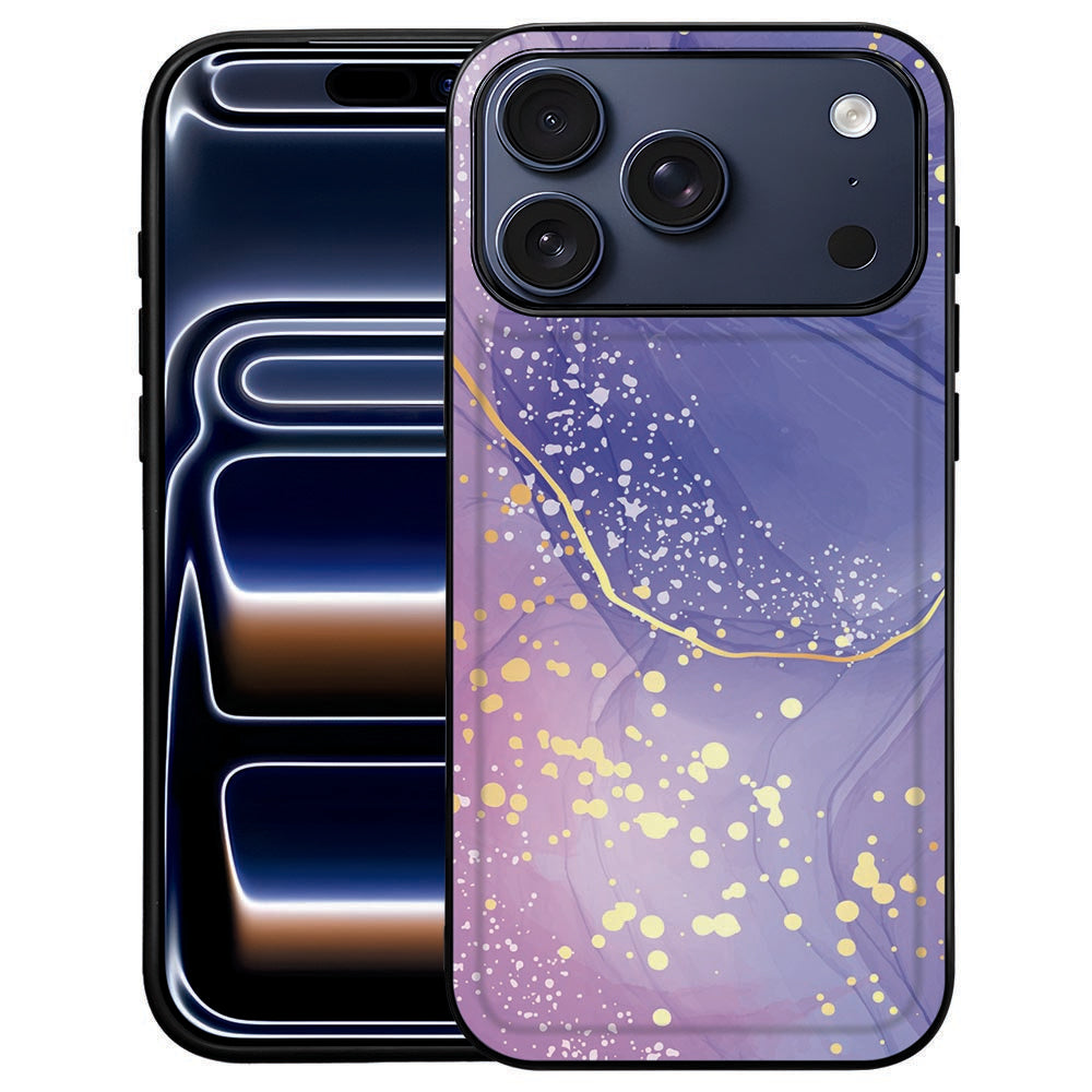 Watercolor Paars iPhone 18 Pro Max hoesje met paarse aquarelvlekken op kunstleer