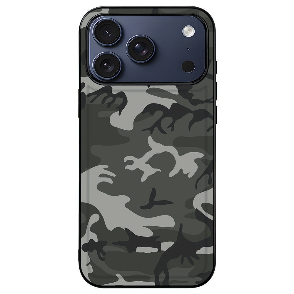iPhone 18 Pro Max met het Army Light hoesje om, camouflage in een zwart kader