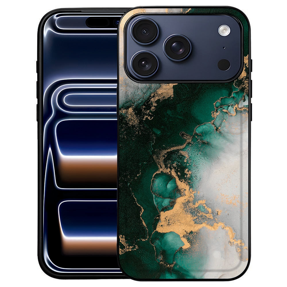 Marmer Groen backcover voor iPhone 18 Pro Max met groene marmerprint en witte aders