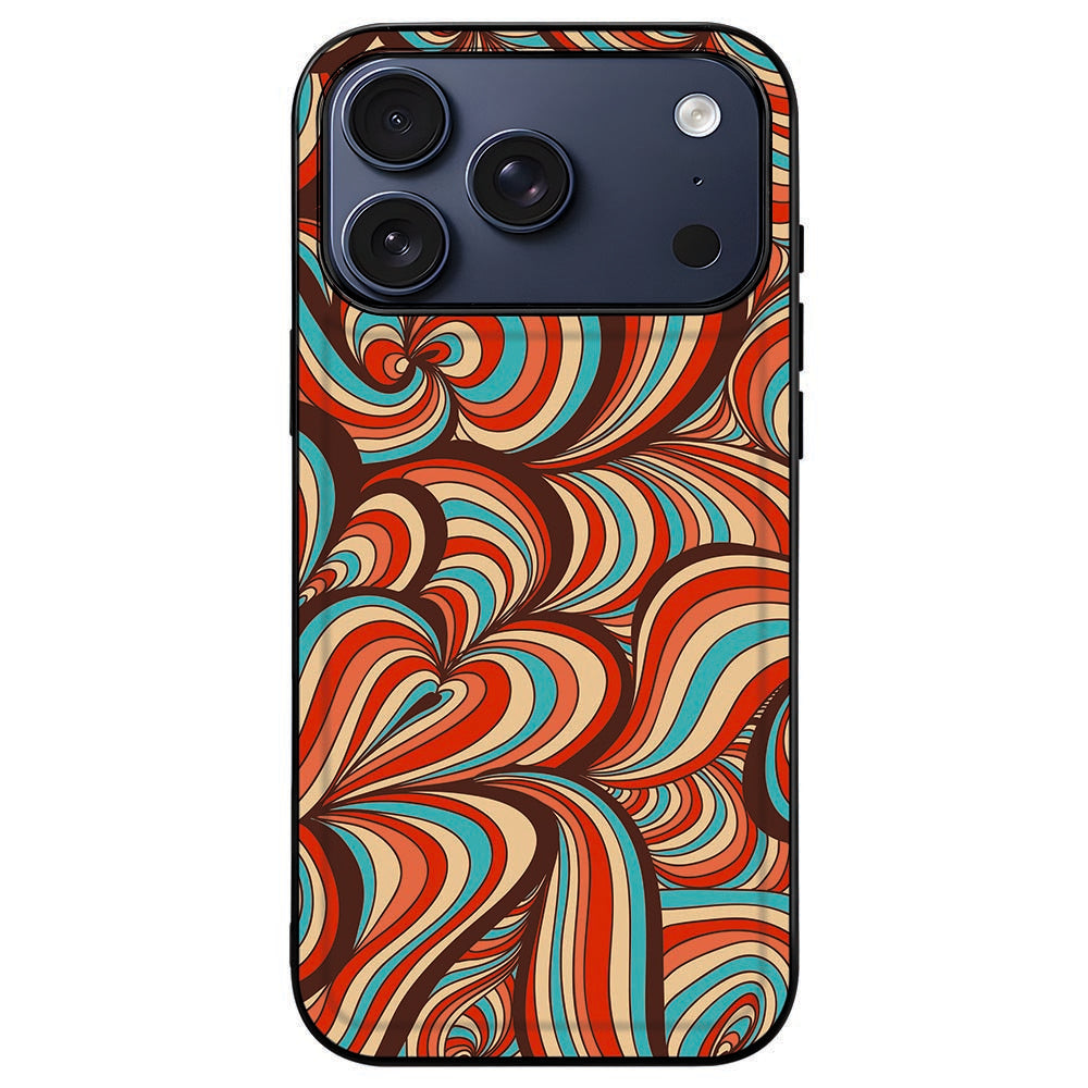 iPhone 18 Pro Max in de Retro backcover, retropatroon binnen een zwart kader