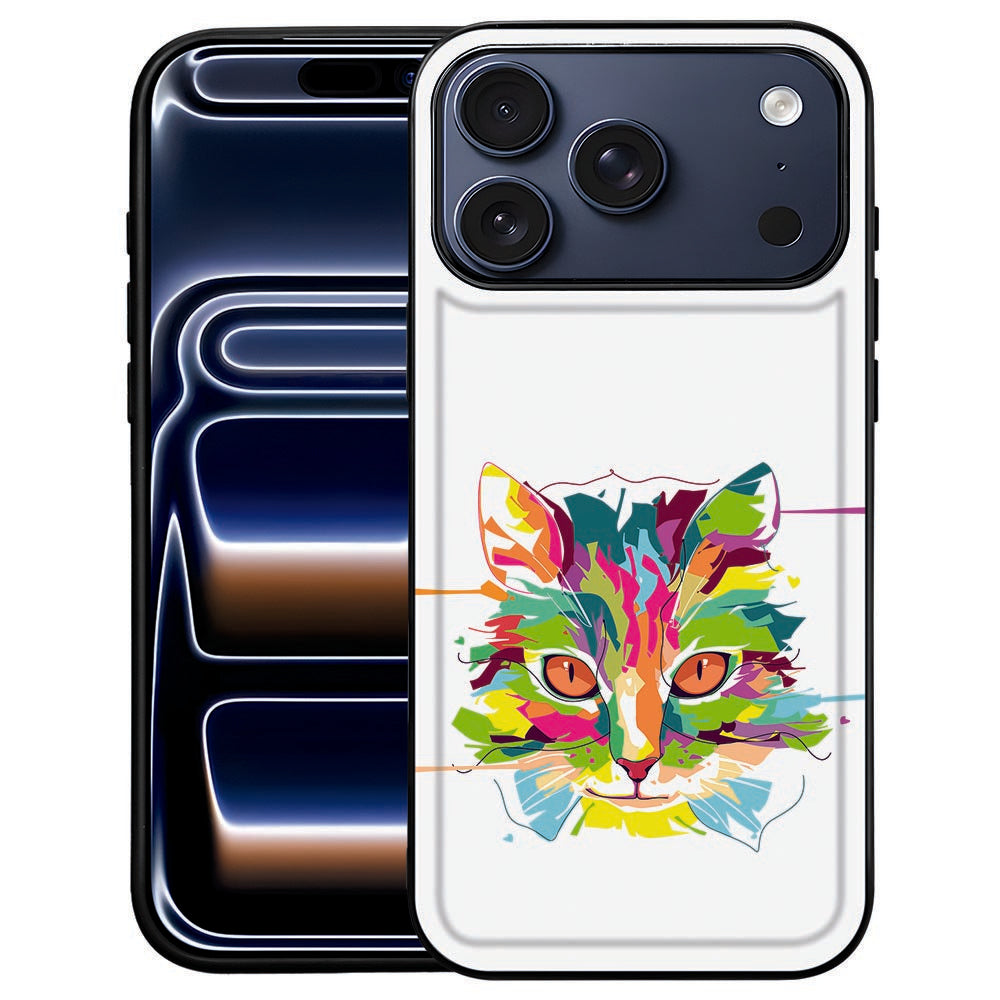Cat Color back cover voor iPhone 18 Pro Max met kleurrijke kattenillustratie op zwart