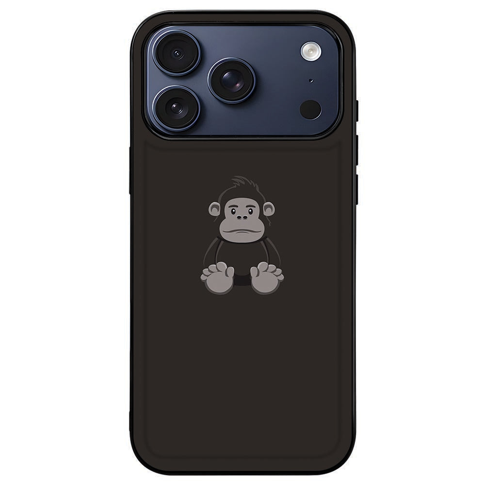 iPhone 18 Pro Max in het bruine Gorilla hoesje, camera-eiland binnen de licht verhoogde rand