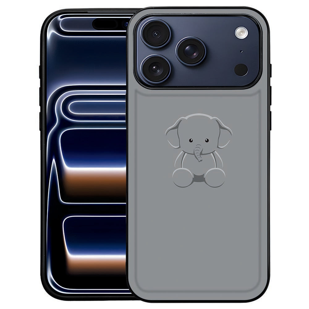 Baby Olifant iPhone 18 Pro Max hoesje met grijs olifantje op een lichte kunstleren achterkant