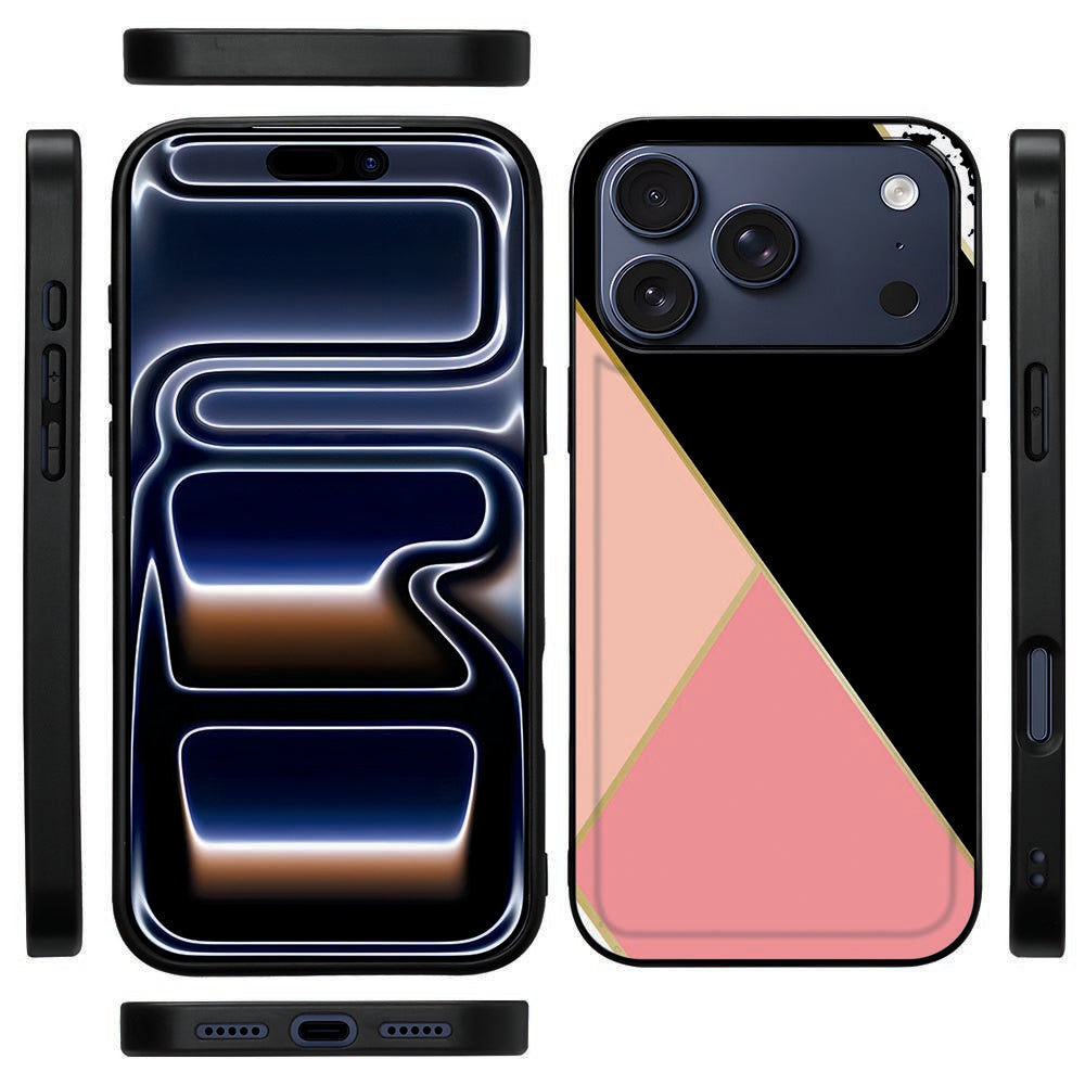 Zijkant van de Black Pink Shapes back cover voor iPhone 18 Pro Max met zwarte rand