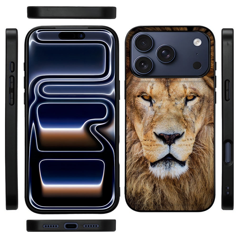 Zwarte TPU-rand van het Leeuw telefoonhoesje voor iPhone 18 Pro Max vanaf de zijkant