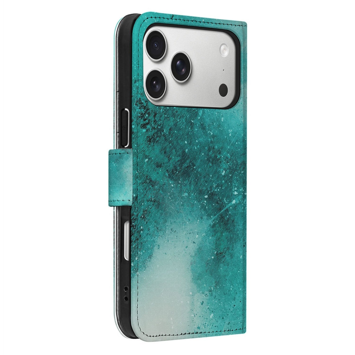 Zijaanzicht Painting Blue: dikte van het hoesje rond de iPhone 18 Pro Max en de sluitlip
