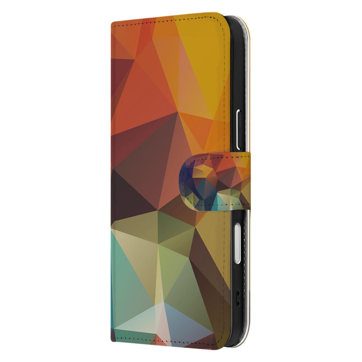 iPhone 18 Pro Max in Polygon Color hoesje, zijkant met uitsparingen en stiknaden