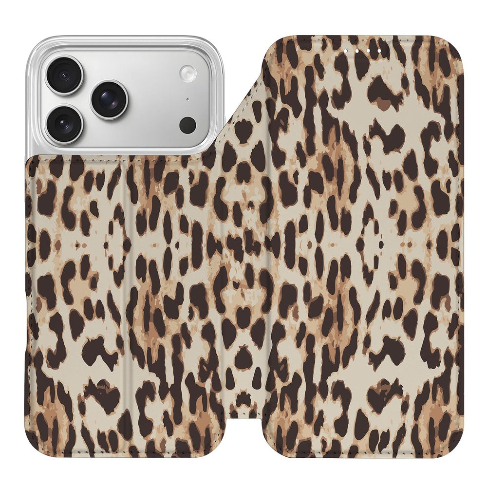 Book Case Apple iPhone 18 Pro Max Leopard luipaardprint design schuin