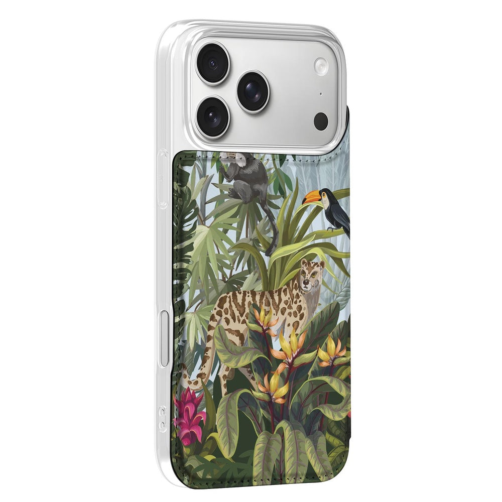 Book Cover Apple iPhone 18 Pro Max Jungle jungle boek hoesje tropisch design dieren planten zijaanzicht