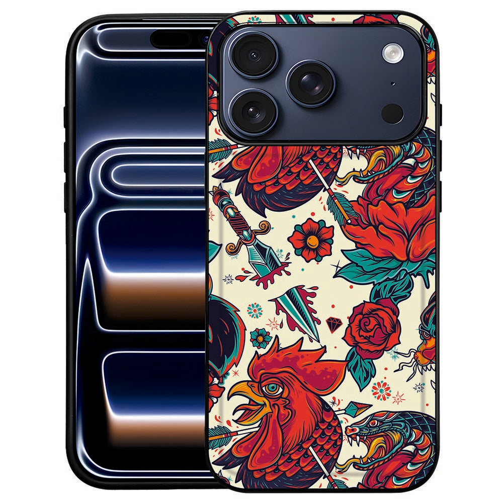 Old Skool iPhone 18 Pro Max hoesje met kleurrijke retro print op de kunstleren achterkant