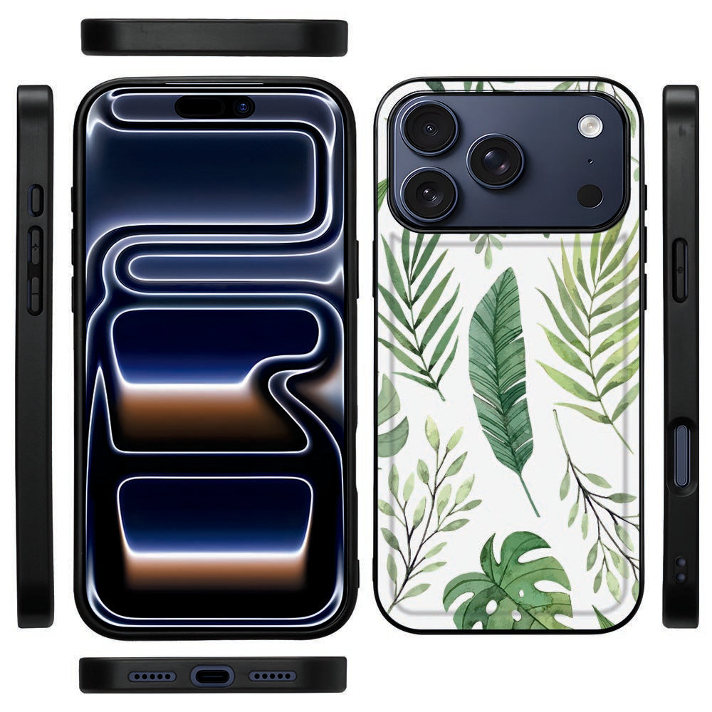 Zwarte TPU-rand van het Leaves hoesje voor de iPhone 18 Pro Max, gezien vanaf de zijkant