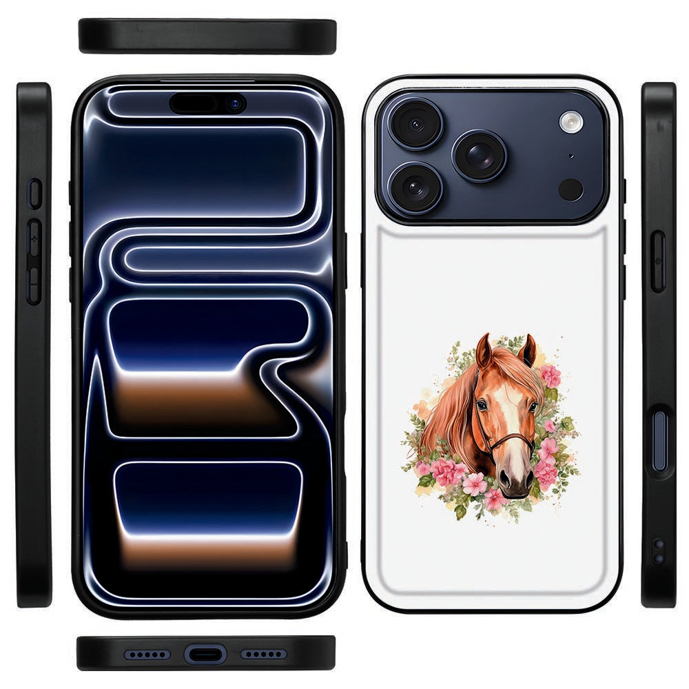 Zijaanzicht van het Paard hoesje voor iPhone 18 Pro Max met zwarte TPU-rand