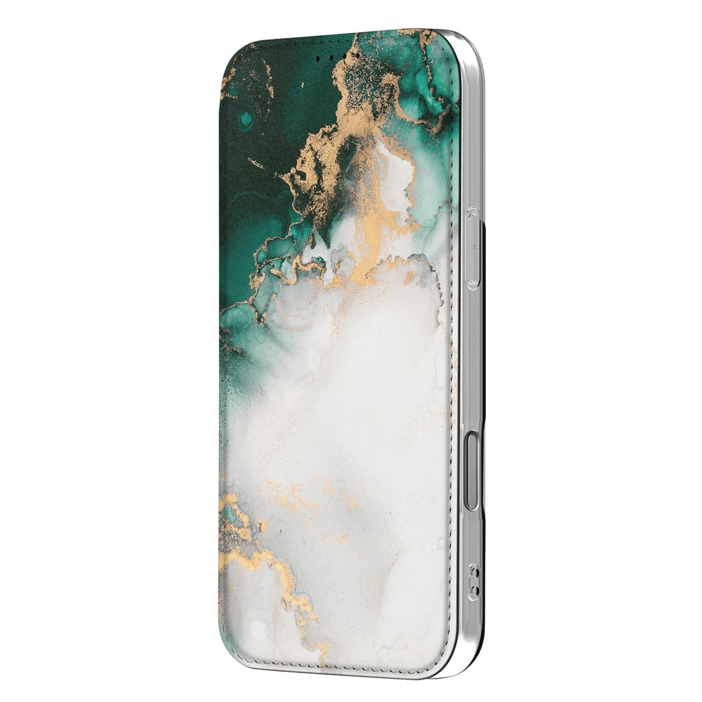 Telefoonhoesje Apple iPhone 18 Pro Max Marmer Groen Book Case aanzicht