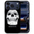 Zwart-witte schedel met opvallende ogen op de achterkant van het iPhone 18 Pro hoesje Skull Eyes