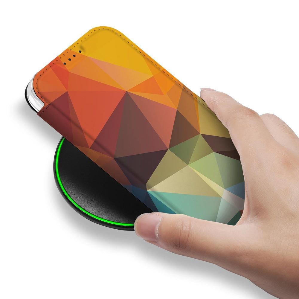 Apple iPhone 18 Pro Book Wallet Case Polygon Color hand aanzicht