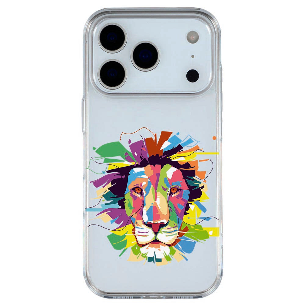 Lion Color hoesje om de iPhone 18 Pro, zijkant met knoppen en transparante rand