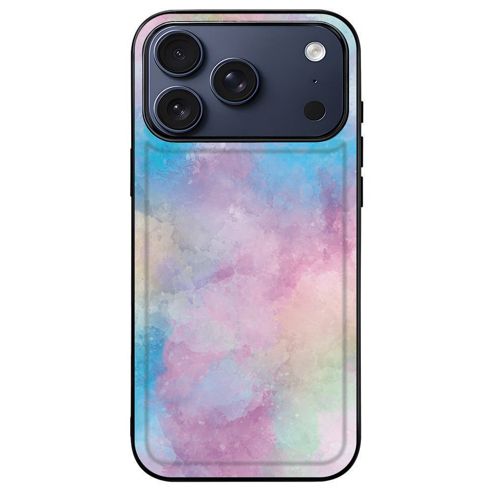 iPhone 18 Pro in het Watercolor Light hoesje, pastelverf omlijst door de zwarte rand