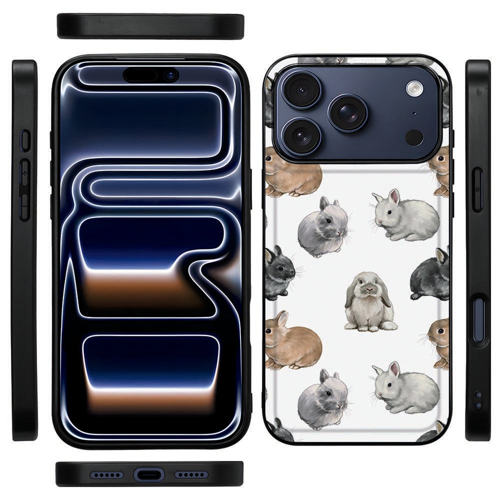 Zwarte rand van het Konijntjes hoesje voor iPhone 18 Pro Max gezien vanaf de zijkant