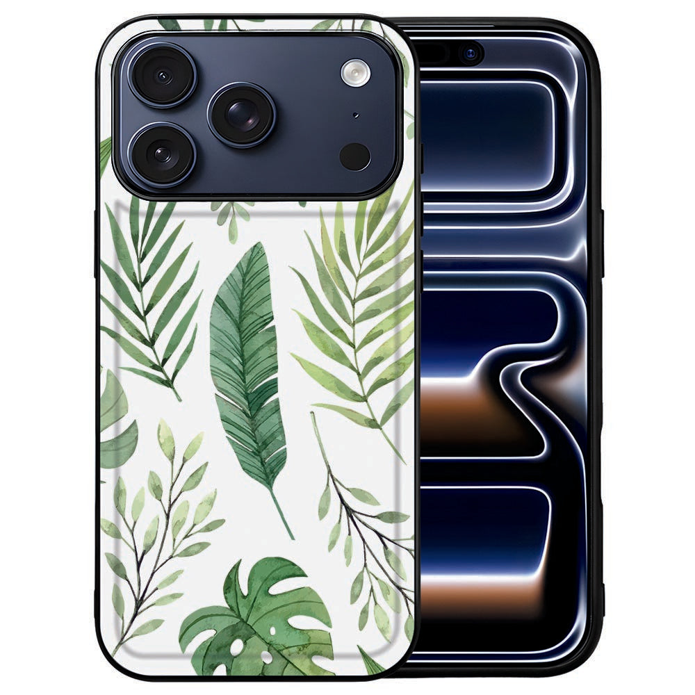 Groene bladerenprint op de achterkant van de Leaves backcover voor de iPhone 18 Pro