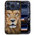 Leeuwenkop in bruin en zwart op de kunstleren achterkant van het Leeuw hoesje voor iPhone 18 Pro
