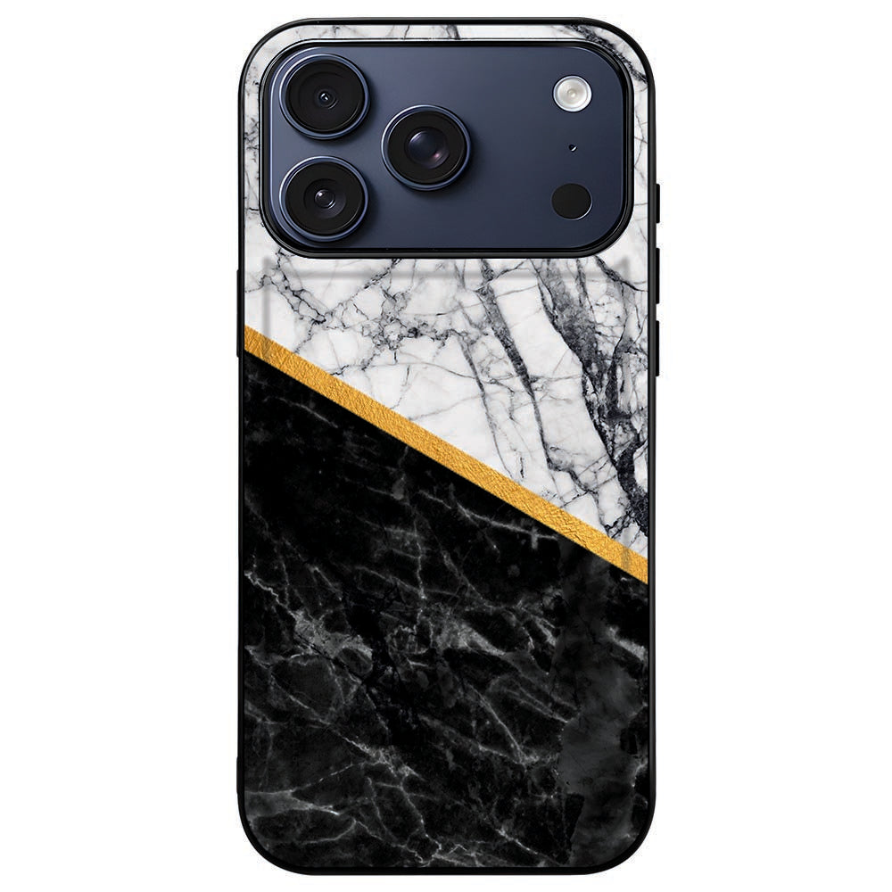 iPhone 18 Pro met Marble White Black back cover, marmer rond het camera-eiland