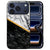 Witte marmerprint met zwarte aders op het iPhone 18 Pro hoesje Marble White Black
