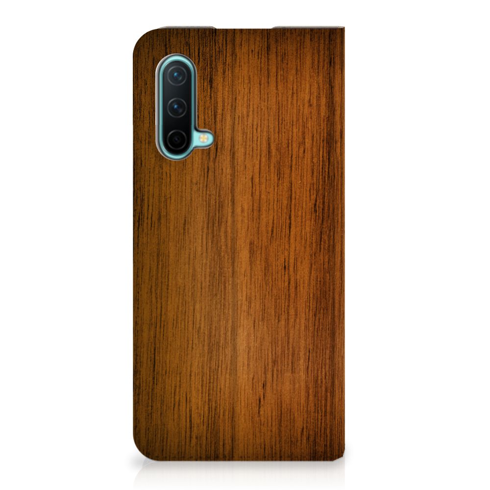 OnePlus Nord CE 5G Book Wallet Case Donker Hout design donker hout aanzicht