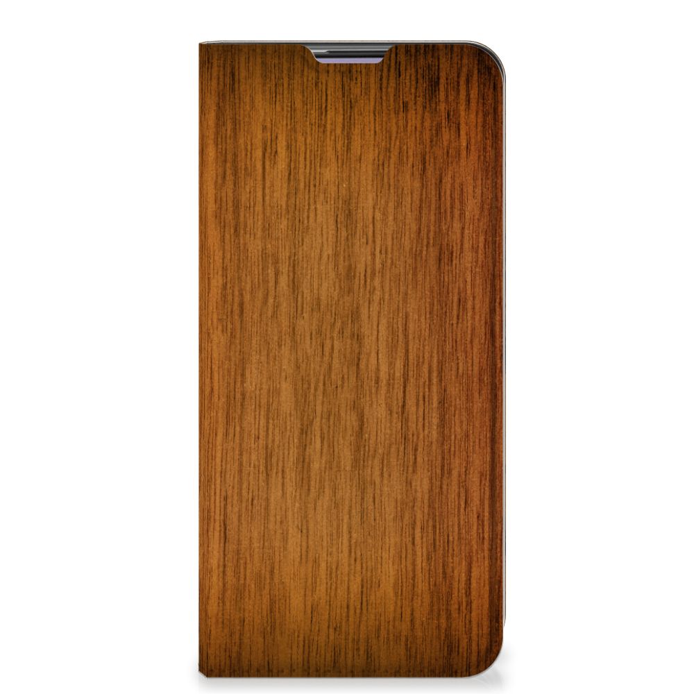 OnePlus Nord CE 5G Book Wallet Case Donker Hout hoesje design donker hout voorkant