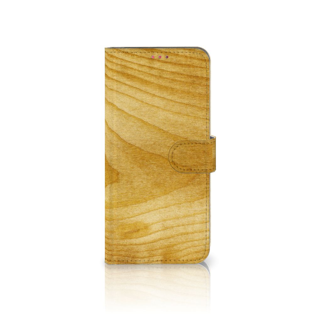 OPPO A54 5G A74 5G A93 5G Book Style Case Licht Hout boekhoesje licht hout voorkant